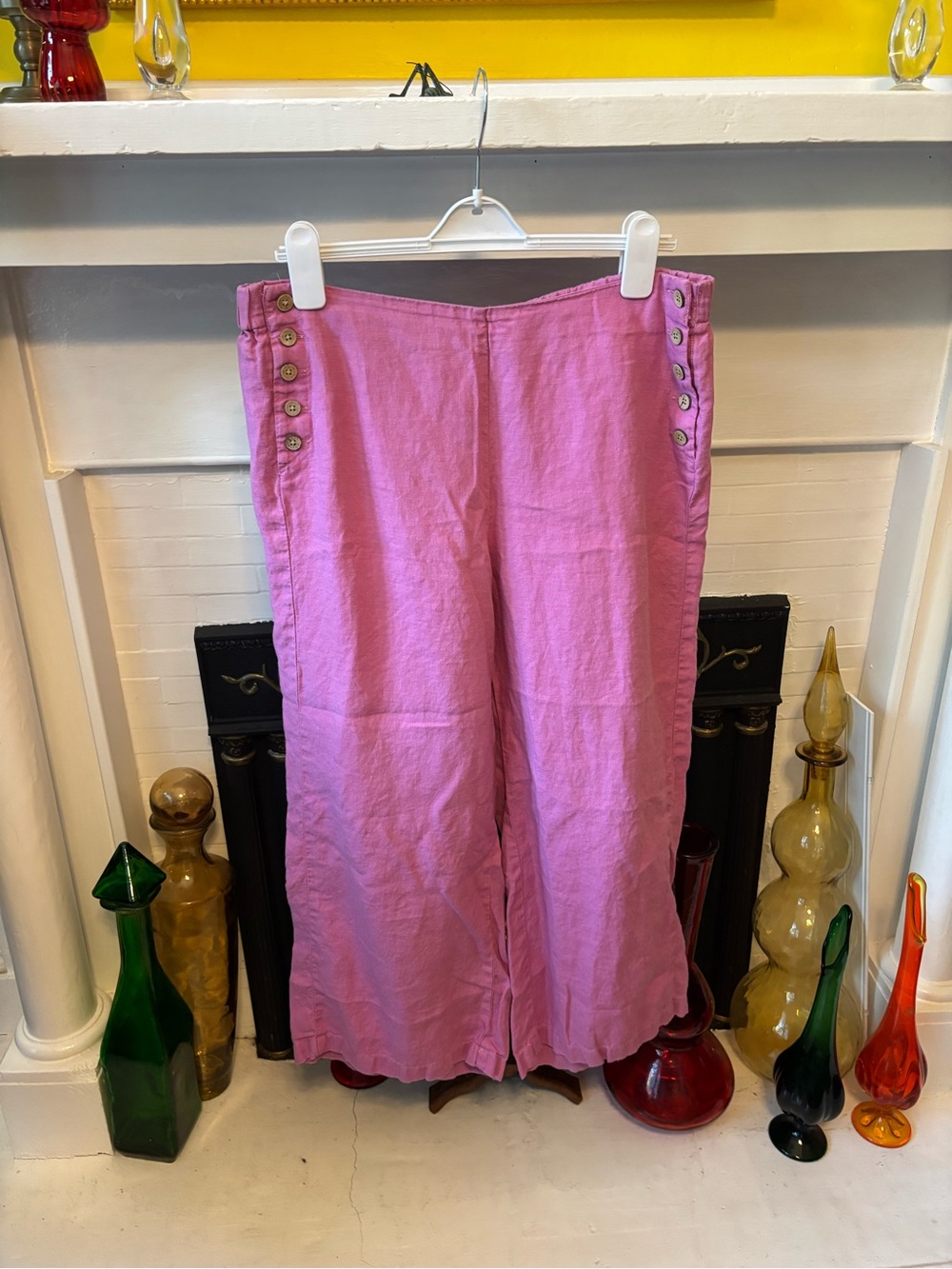 J. Jill Pink Wide-Leg Button-Accent Pants